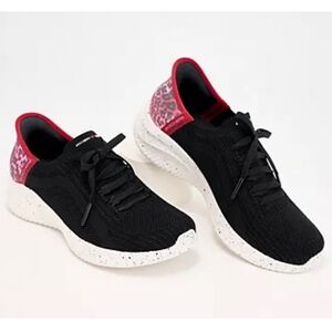 DVF x Skechers Slip-ins Ultra Flex 3.0 Vegan Washable Sneakers ~ Black/Pink